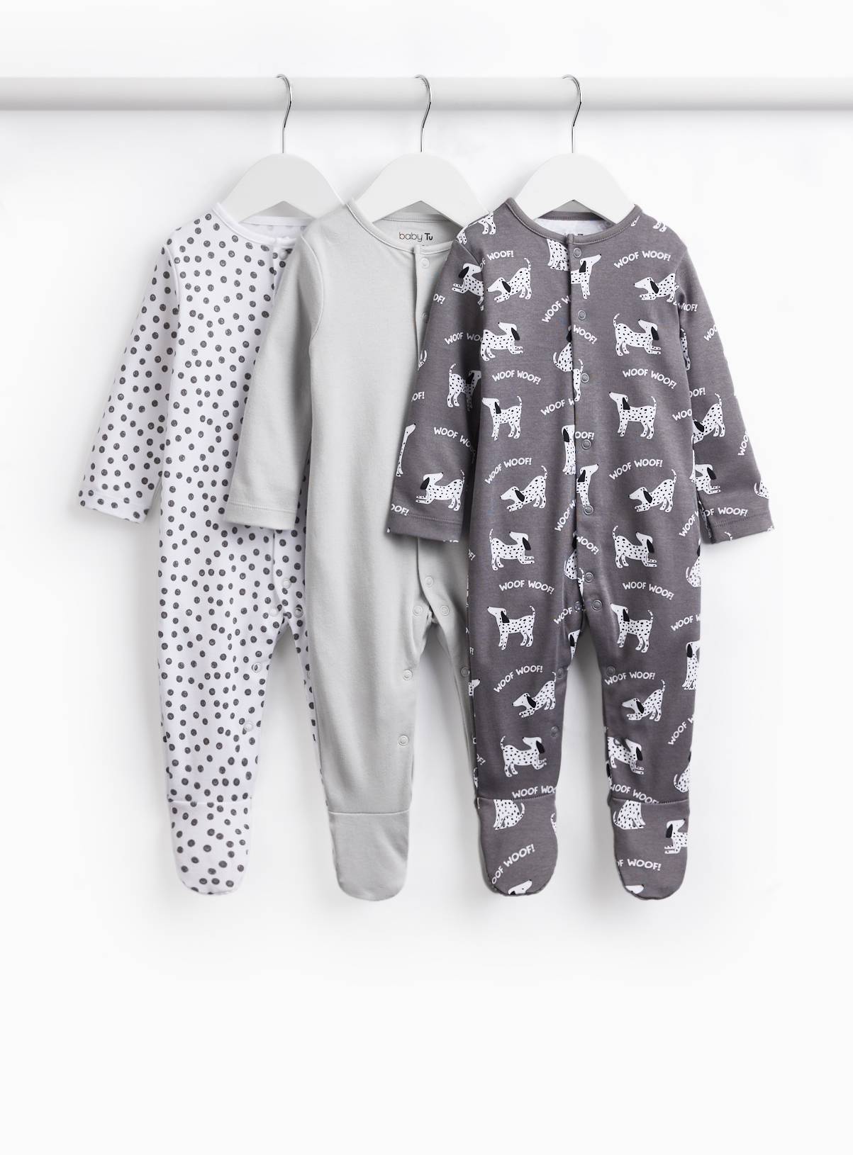 Dalmatians Print Sleepsuits 3 Pack 12-18 months - Image 1